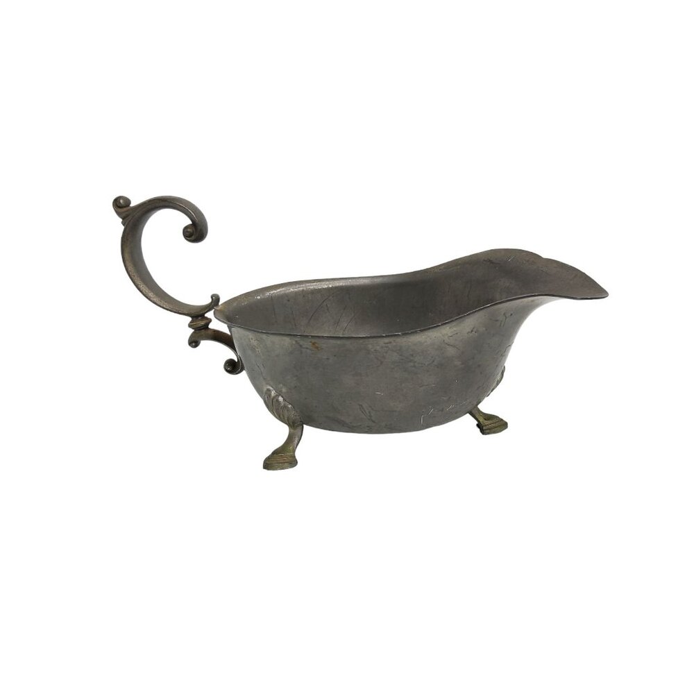vintage international pewter claw foot gravy boat